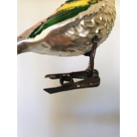 Antieke grote glazen kerst vogeltje 