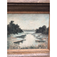 Klein schilderijtje met winterlandschap