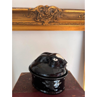 Vintage GEO konijnenterrine – Zwart-wit keramiek 