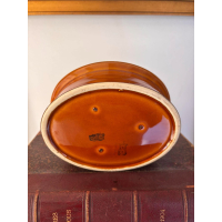 Vintage Franse GEO terrine met geitje – Bruin geglazuurd keramiek 