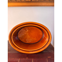 Vintage Franse GEO terrine met geitje – Bruin geglazuurd keramiek 