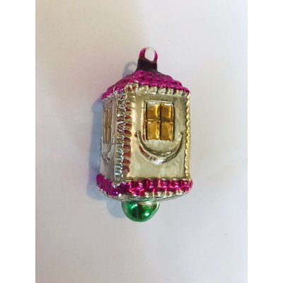 Mooie antieke glazen kerstbal van het gekende Belgische merk Ajeko.