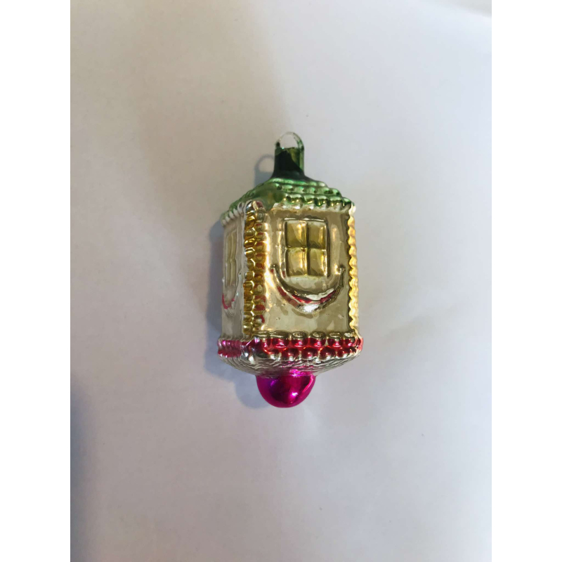 Mooie antieke glazen kerstbal van het gekende Belgische merk Ajeko.