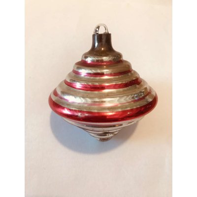Mooie antieke glazen kerstbal van het gekende Belgische merk Ajeko.