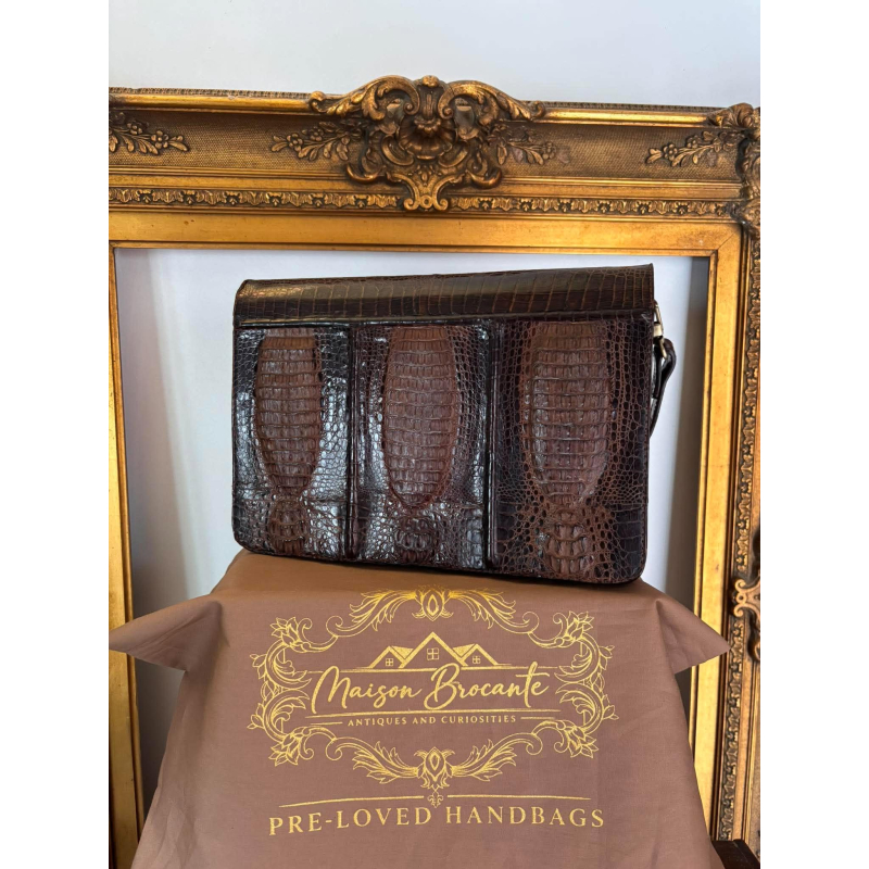 Vintage handtas in krokodil-/kaaimanleer – luxe uitvoering
