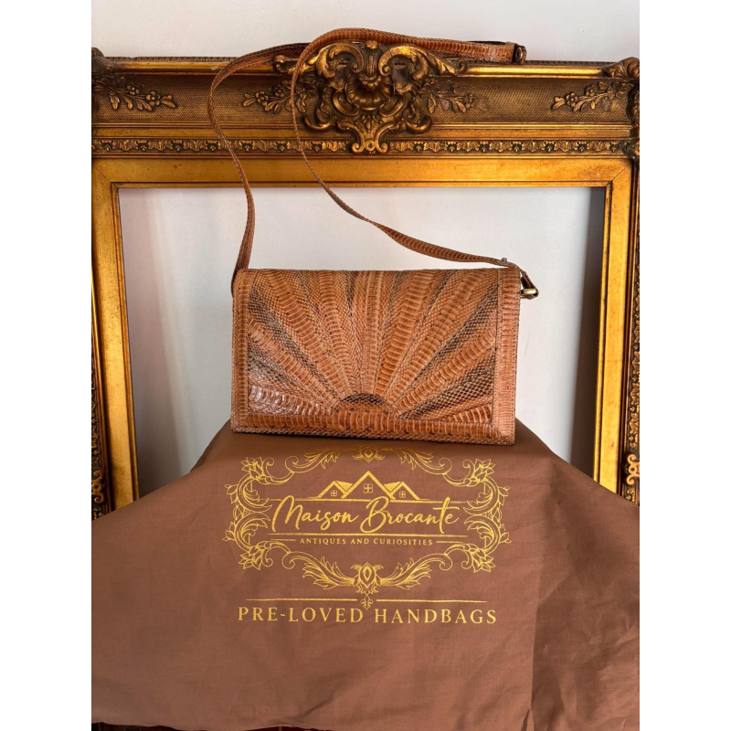 Vintage Qusala Indonesia handtas in slangenleer – handgemaakt