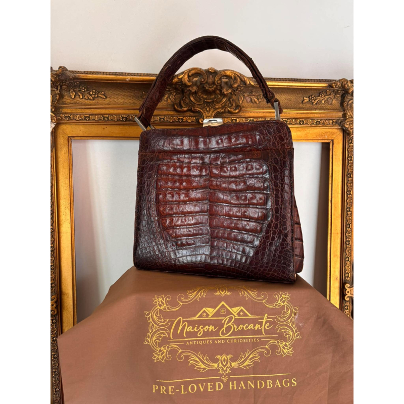 Vintage krokodillenleren handtas – jaren 50–60
