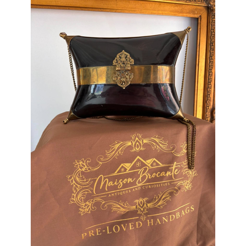 Antieke pillow purse in hoorn en messing – Art Deco – jaren 30